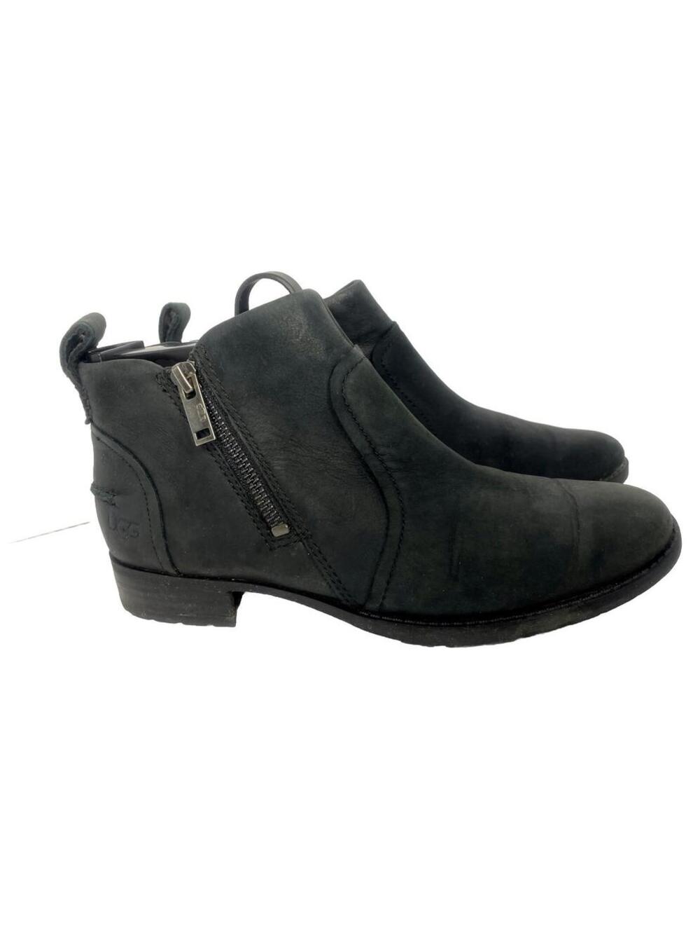 UGG Aureo Waterproof Zip Ankle-High Boots Booties Black Suede US 6.5